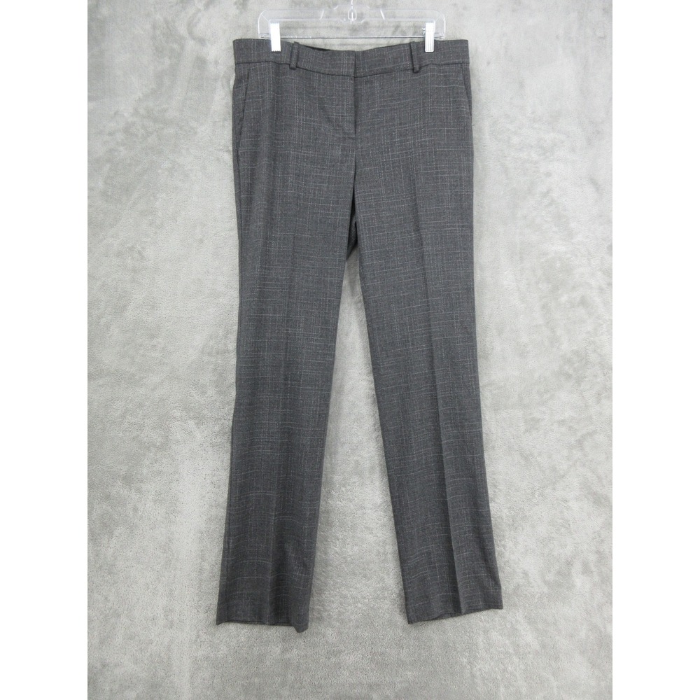 Ann Taylor Pants Womens Size 10 Tall Crosshatch Trousers Office Career Zip Grey